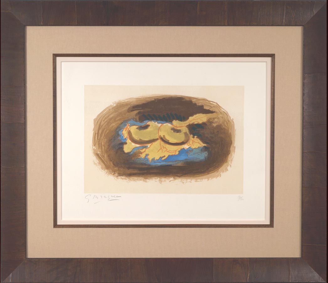 Pommes et Feuilles, Color Lithograph By Georges Braque